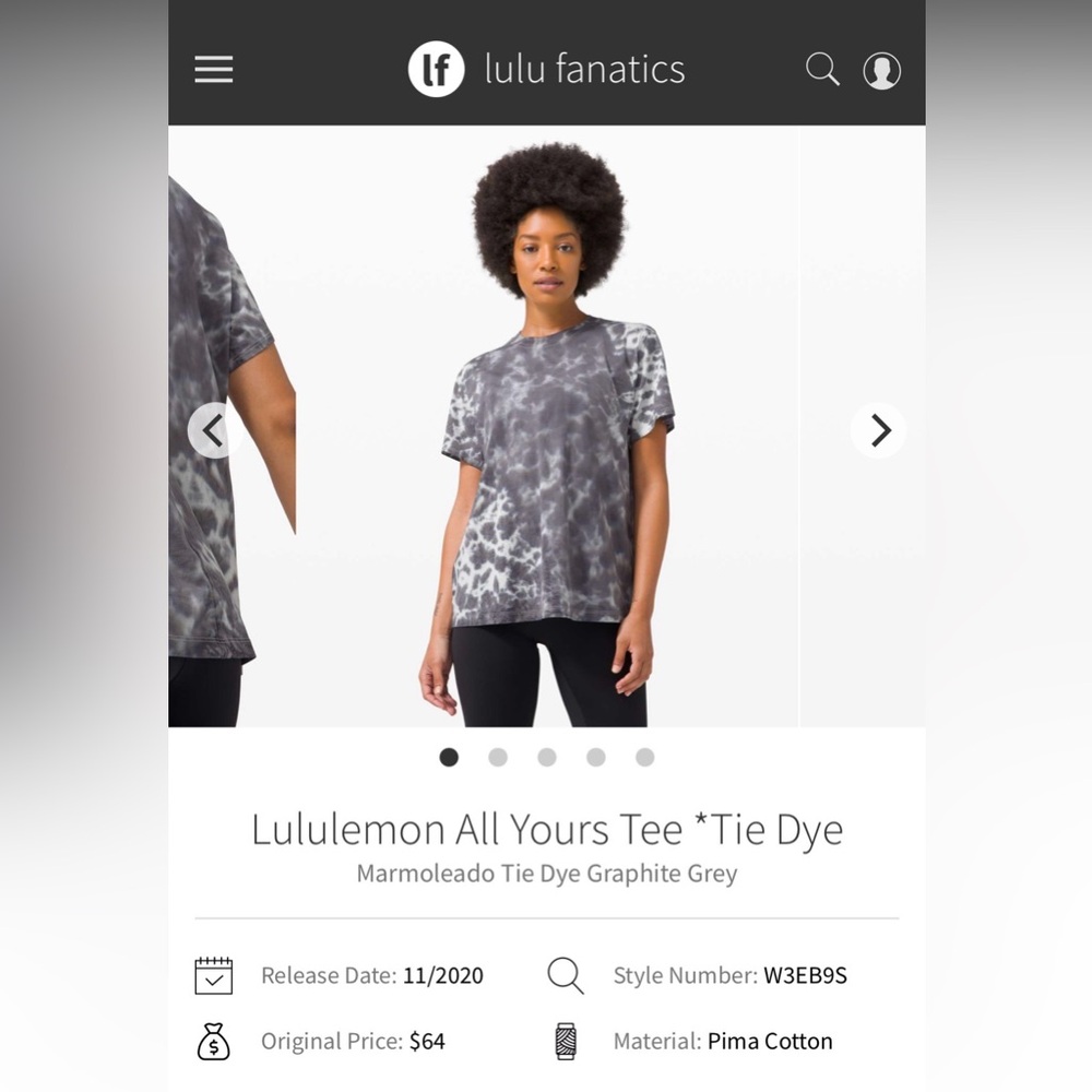 Lululemon All Yours Tee Graphite Tie Dye